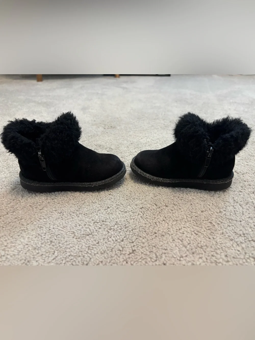 Harper Canyon Black Faux Fur Cuff Slip-On Girls Boots